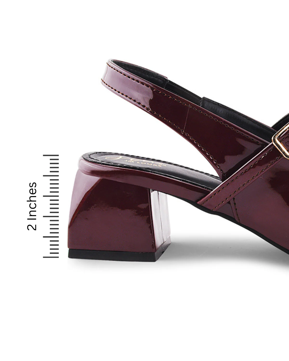 Slingback Glossy Block Heels With Buckle - Image 42