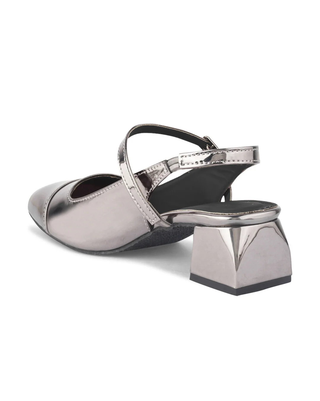 Slingback Glossy Block Heels With Buckle - Image 36