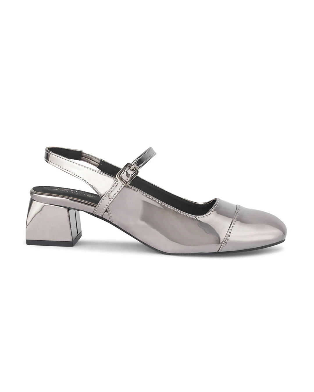 Slingback Glossy Block Heels With Buckle - Image 38