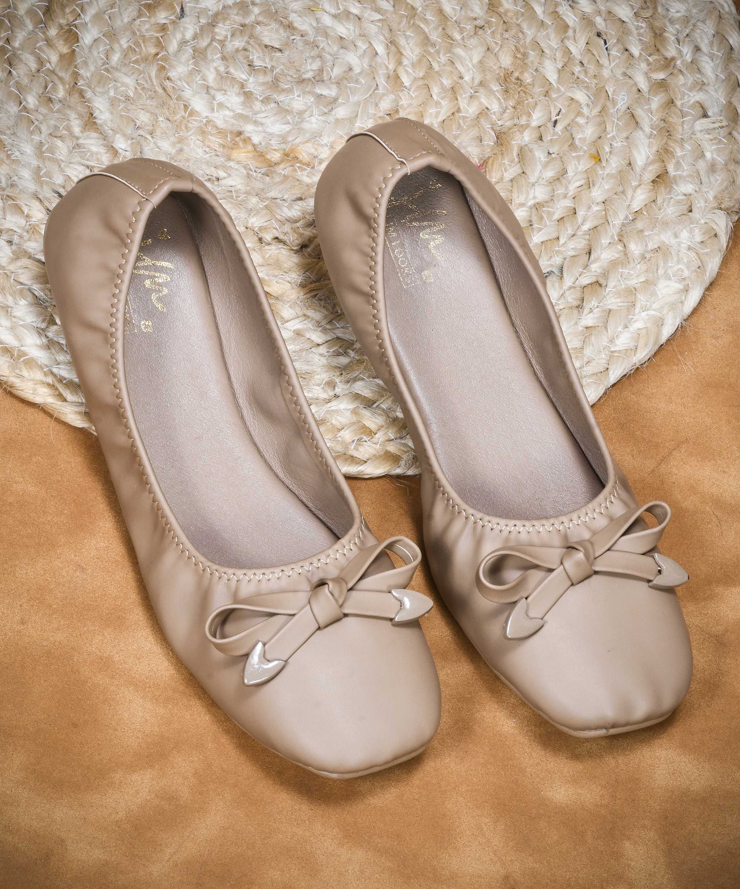 JM Looks Slip-On Ballerinas with Bow Accent
