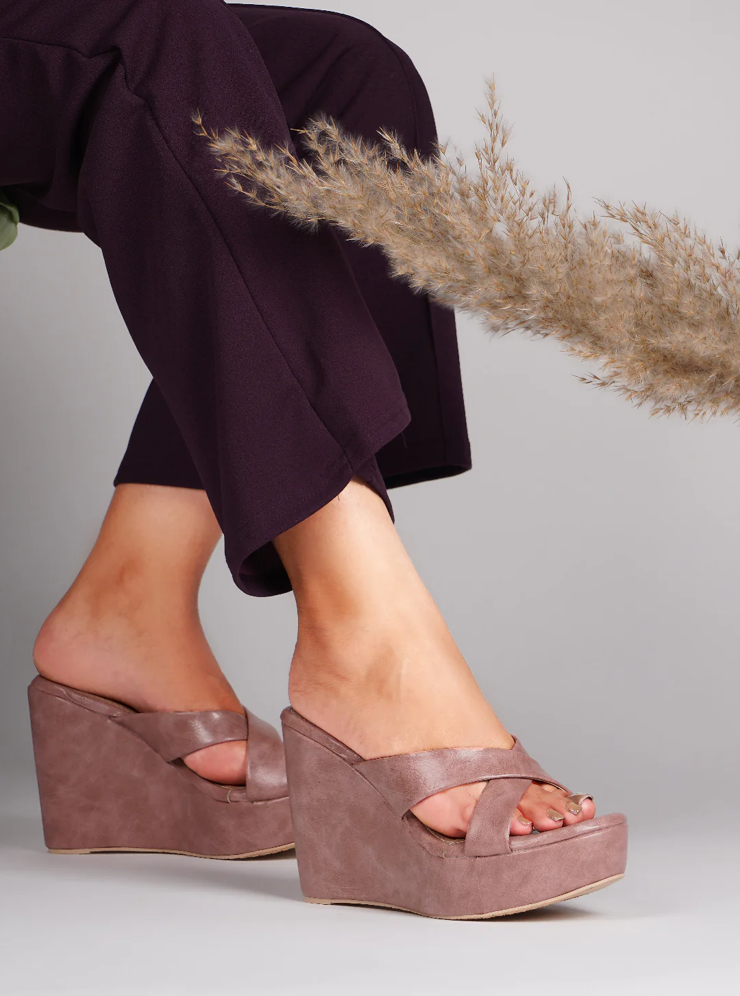 Wedge Heels for Women Open Toe Criss Cross Strap Sandals - Image 9