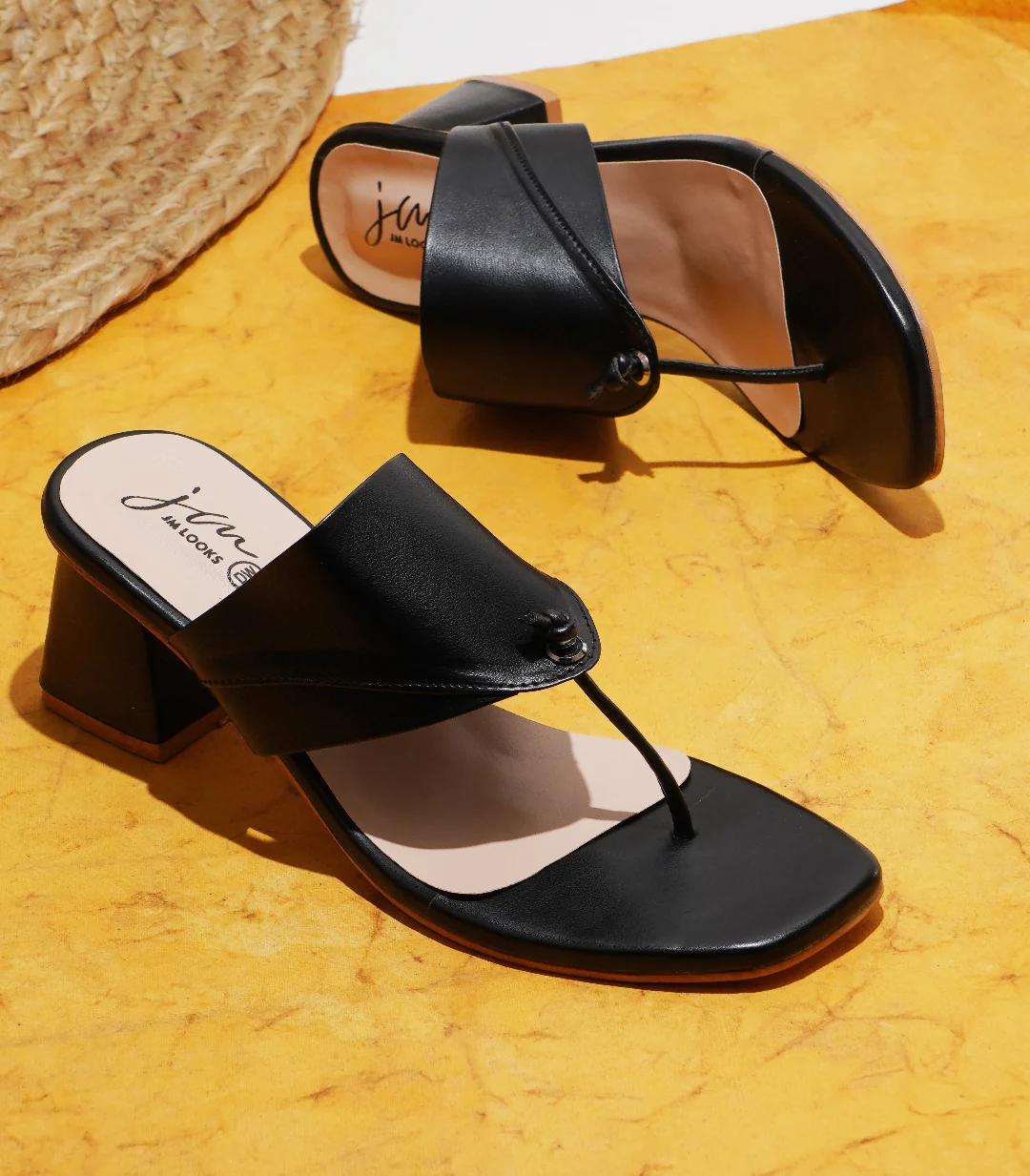 Jm Looks Minimal Toe-Loop Block Heel Sandals for Women