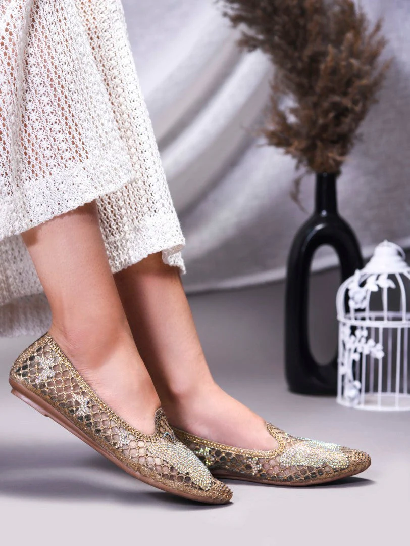 JM Looks Women's Embellished Mesh Slip-on Flat - Image 3