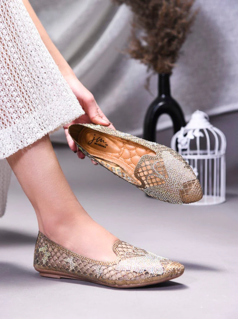 JM Looks Women's Embellished Mesh Slip-on Flat - Image 4