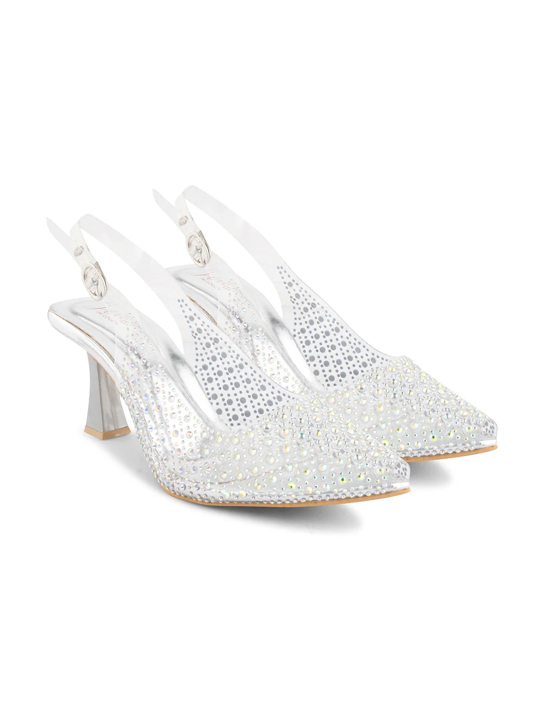Jm Looks Embellished Transparent Block Heels with Rhinestone Sparkle for Women & Girls - Image 12