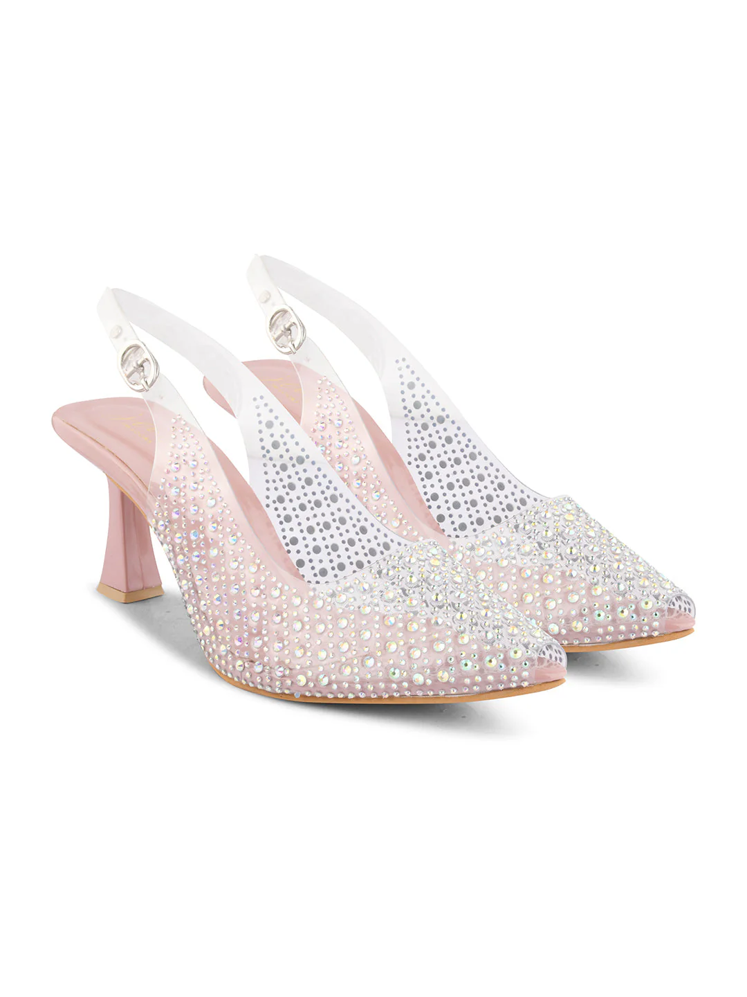 Jm Looks Embellished Transparent Block Heels with Rhinestone Sparkle for Women & Girls - Image 16