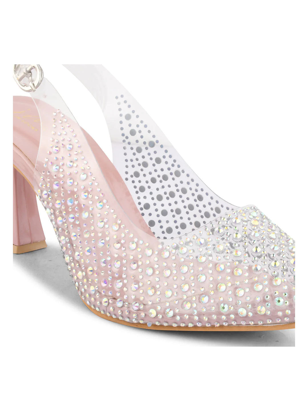 Jm Looks Embellished Transparent Block Heels with Rhinestone Sparkle for Women & Girls - Image 17