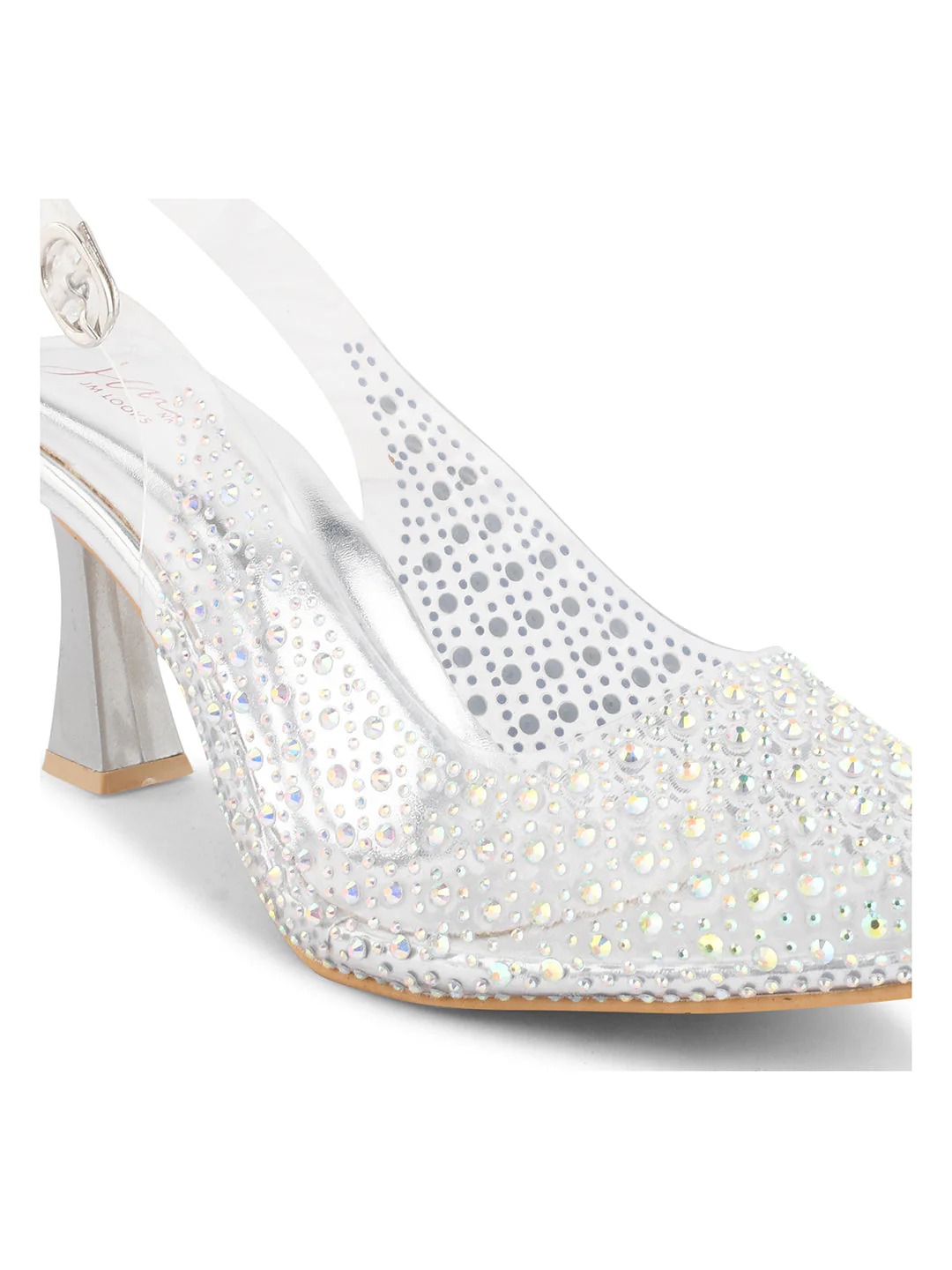 Jm Looks Embellished Transparent Block Heels with Rhinestone Sparkle for Women & Girls - Image 18