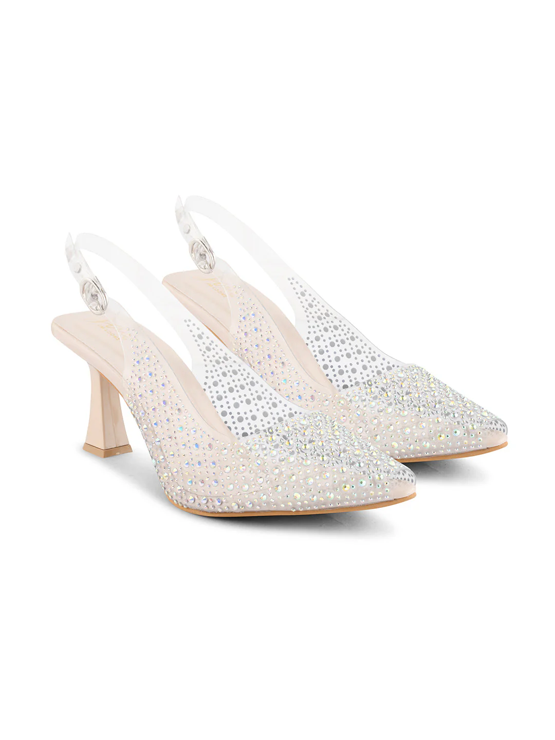 Jm Looks Embellished Transparent Block Heels with Rhinestone Sparkle for Women & Girls - Image 6