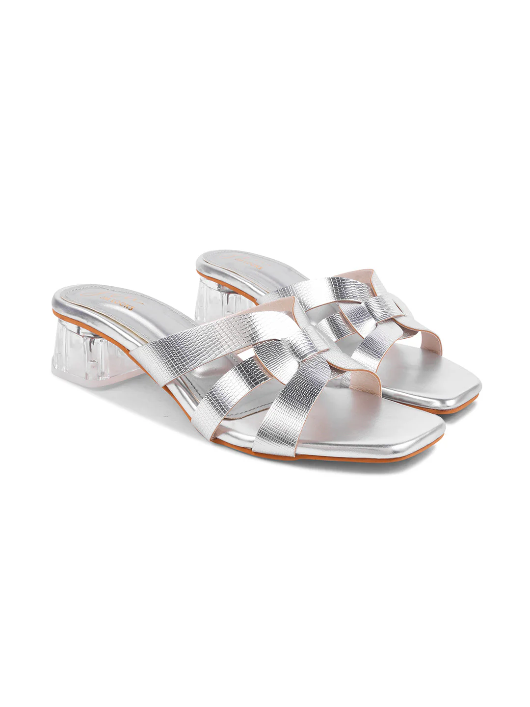 Strappy Transparent Block Heel Slip-On Sandals with Criss-Cross Straps - Image 10
