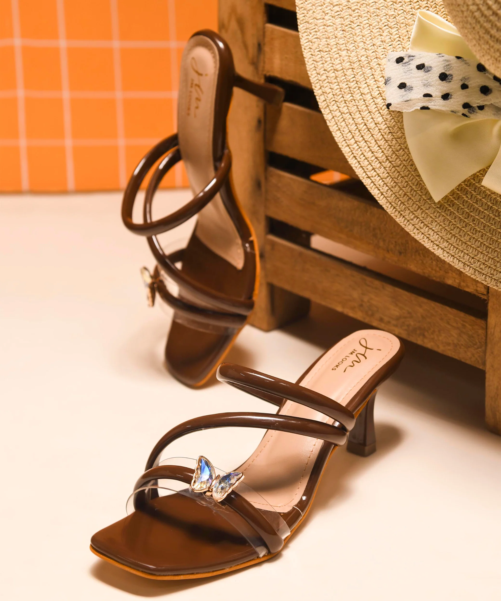 Strappy Kitten Heel Sandals with stone Accent - Image 8