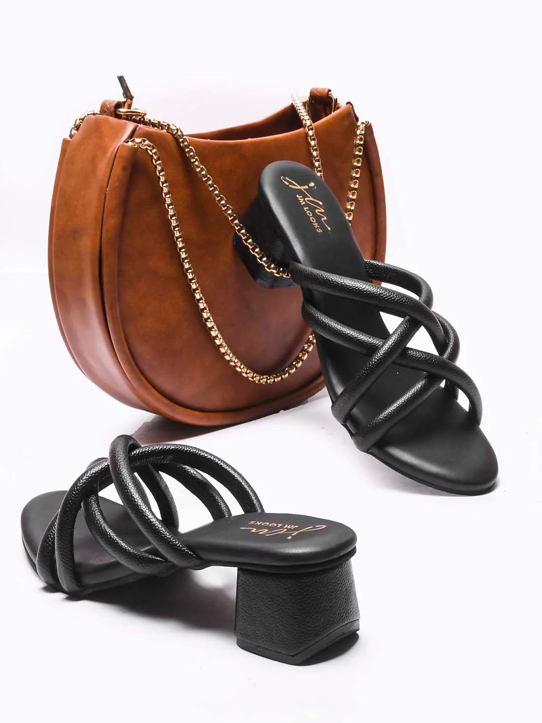 Jm Looks Block Heel Women's Padded Multi-Strap