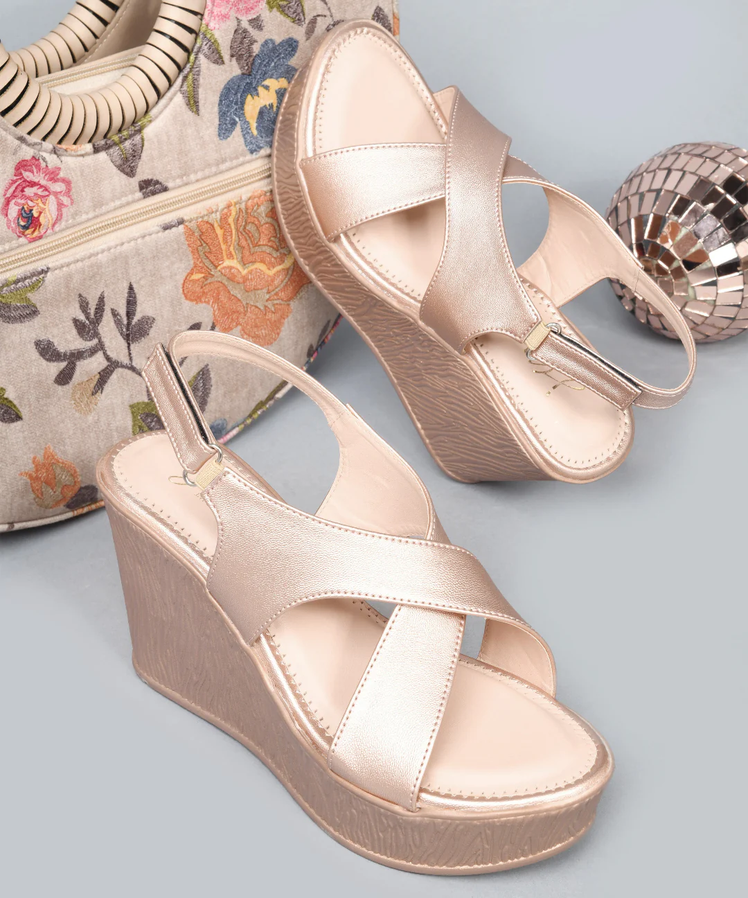 JM Looks Wedge Sandals for Women: Cross Strap Platform Block Heels - Image 10