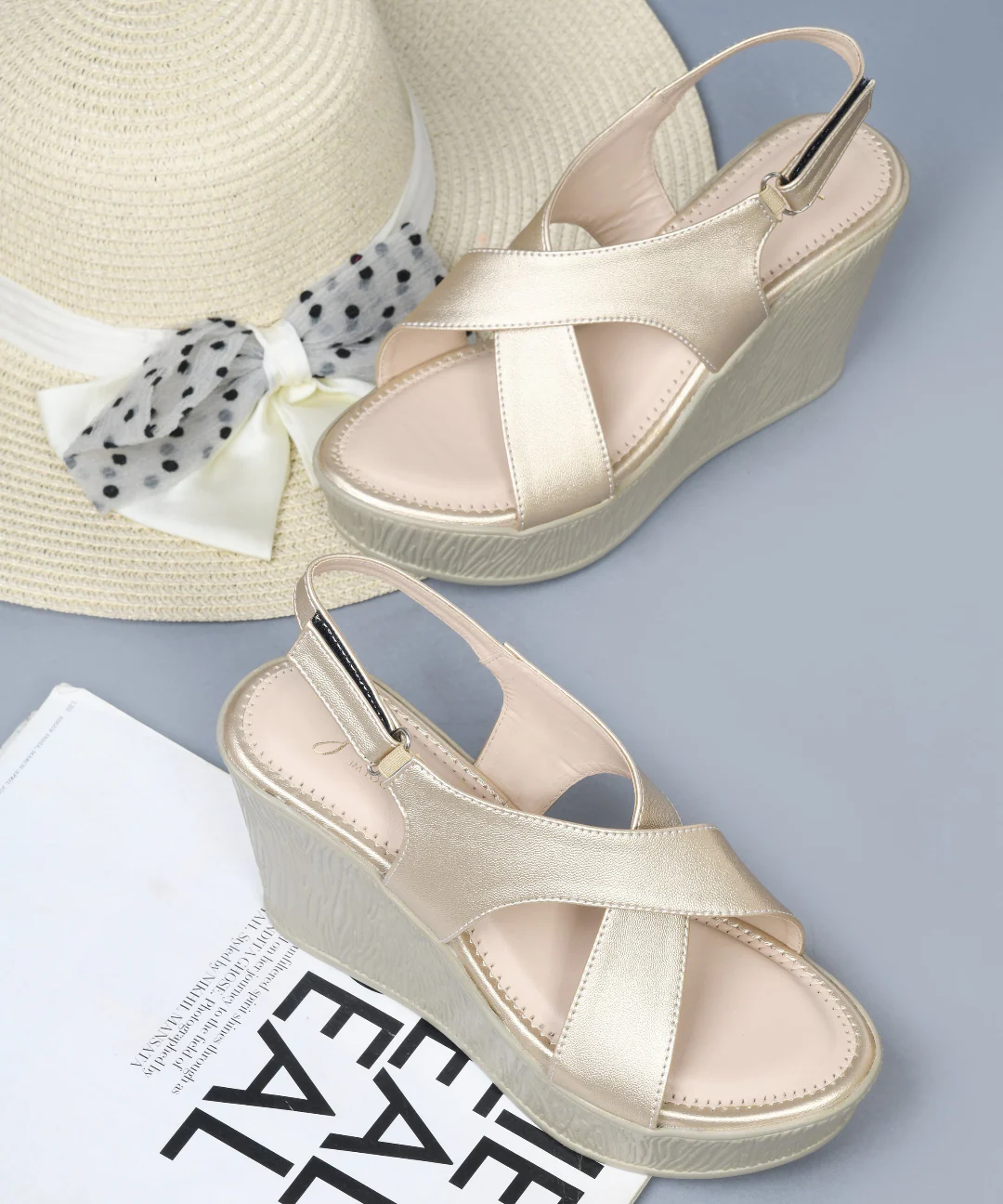 JM Looks Wedge Sandals for Women: Cross Strap Platform Block Heels - Image 7