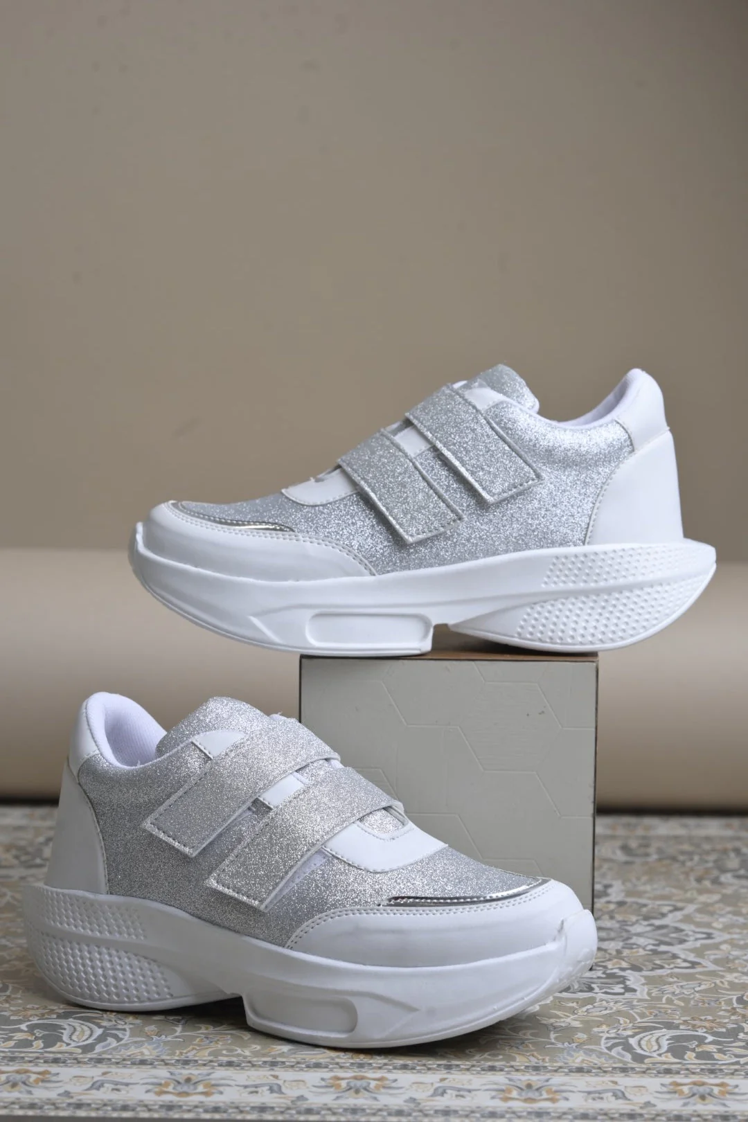 Jm Looks Glitter Strap Velcro Sneakers - Image 13