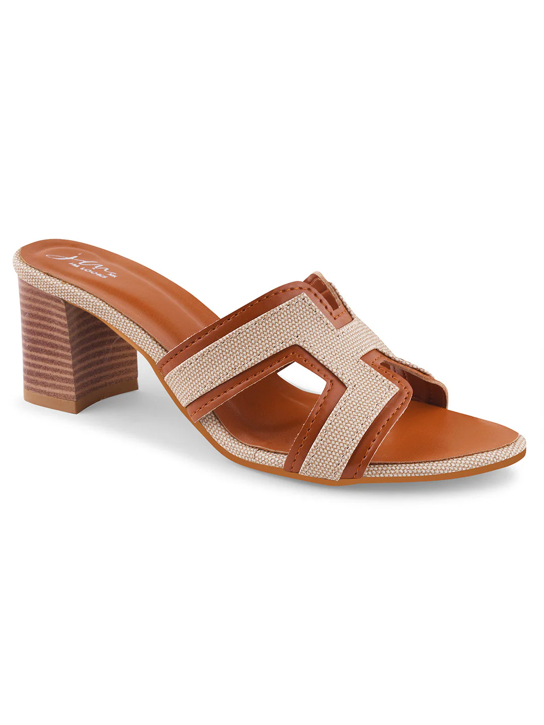 Jm Looks Women's Block Heel - Denim & Tan Accent - Image 12