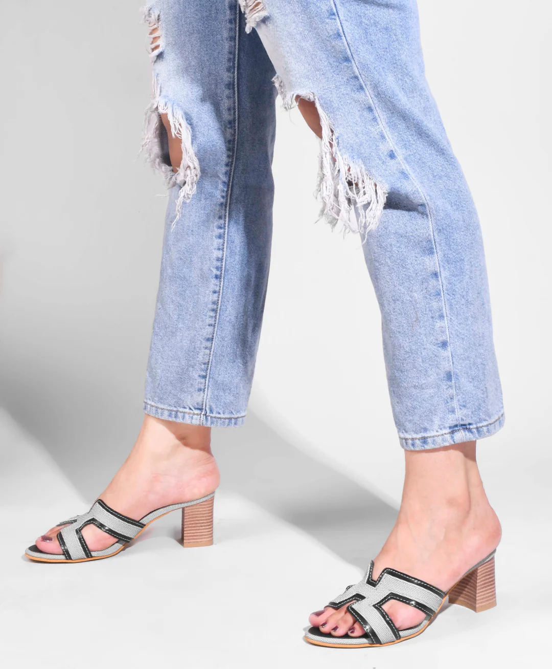 Jm Looks Women's Block Heel - Denim & Tan Accent - Image 14