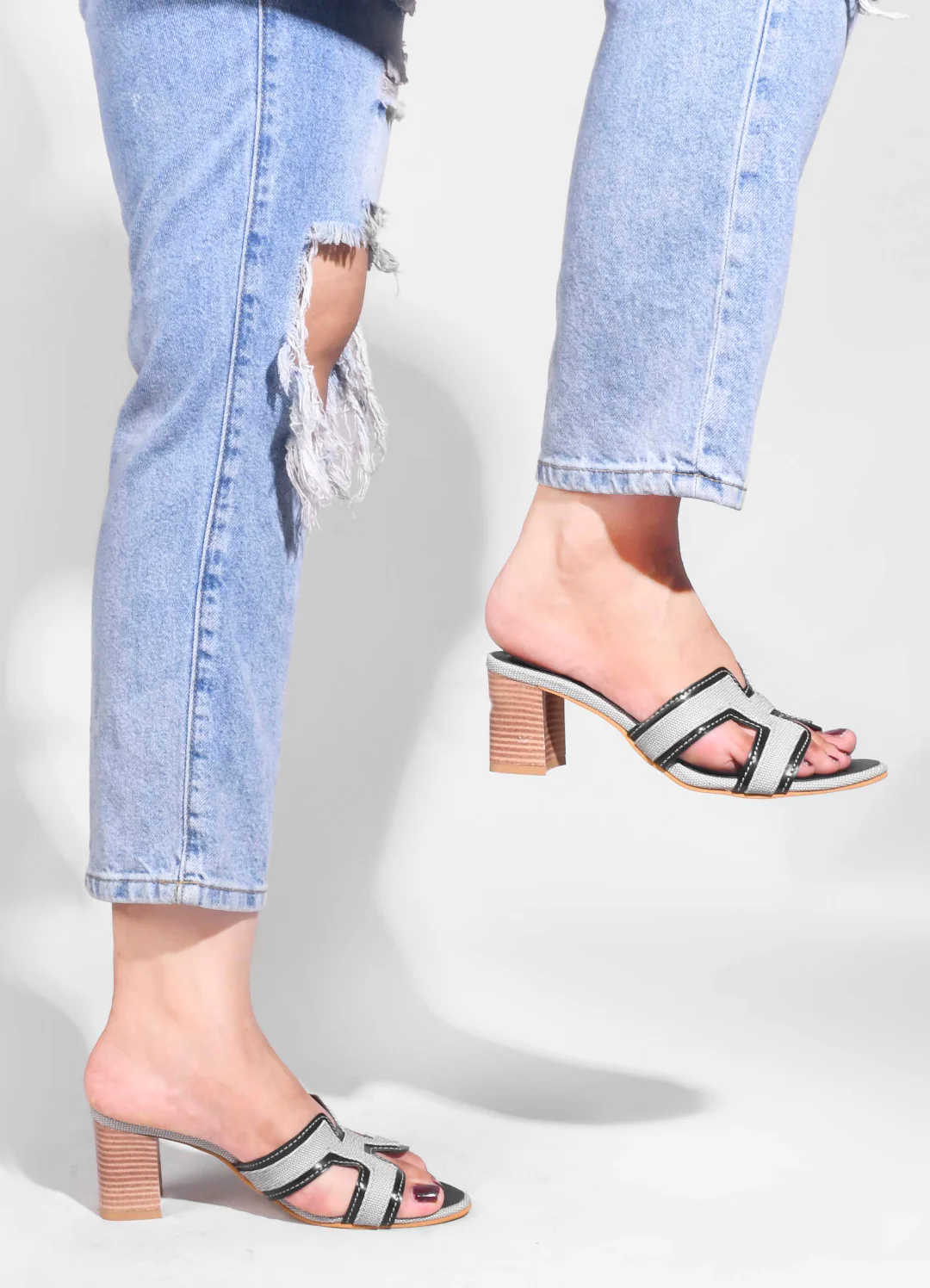 Jm Looks Women's Block Heel - Denim & Tan Accent - Image 16