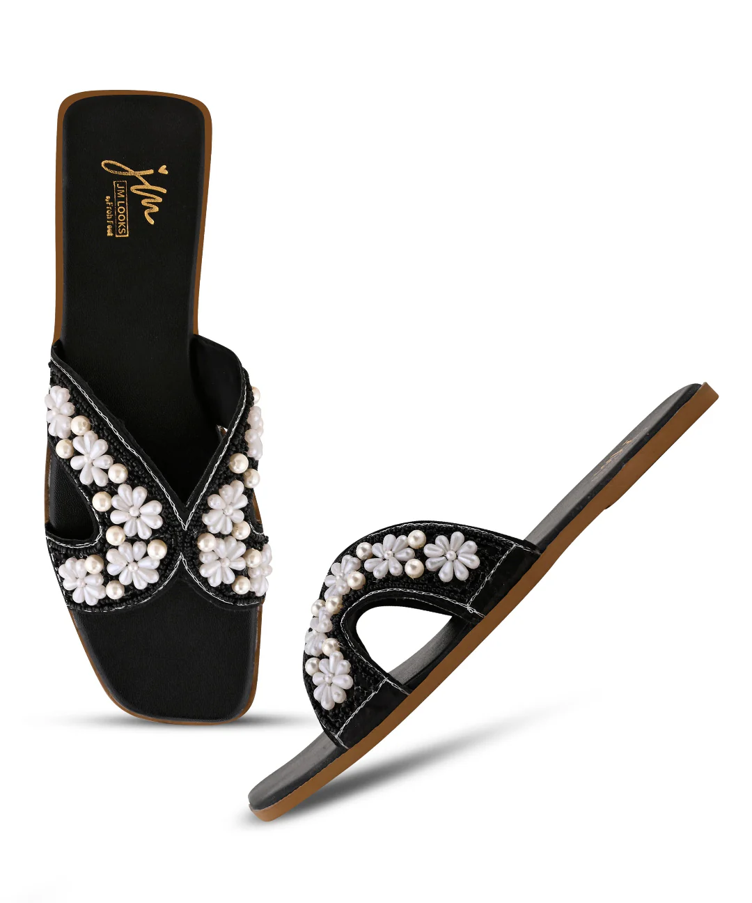 Stylish Pearl Accent Open Slides - Image 6