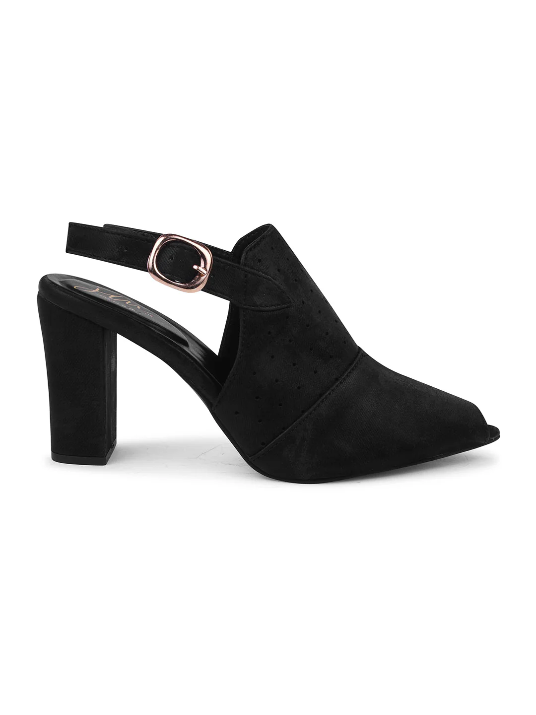 Block Heel Peep Toe Sandals for Women with Buckle Slingback - Image 11