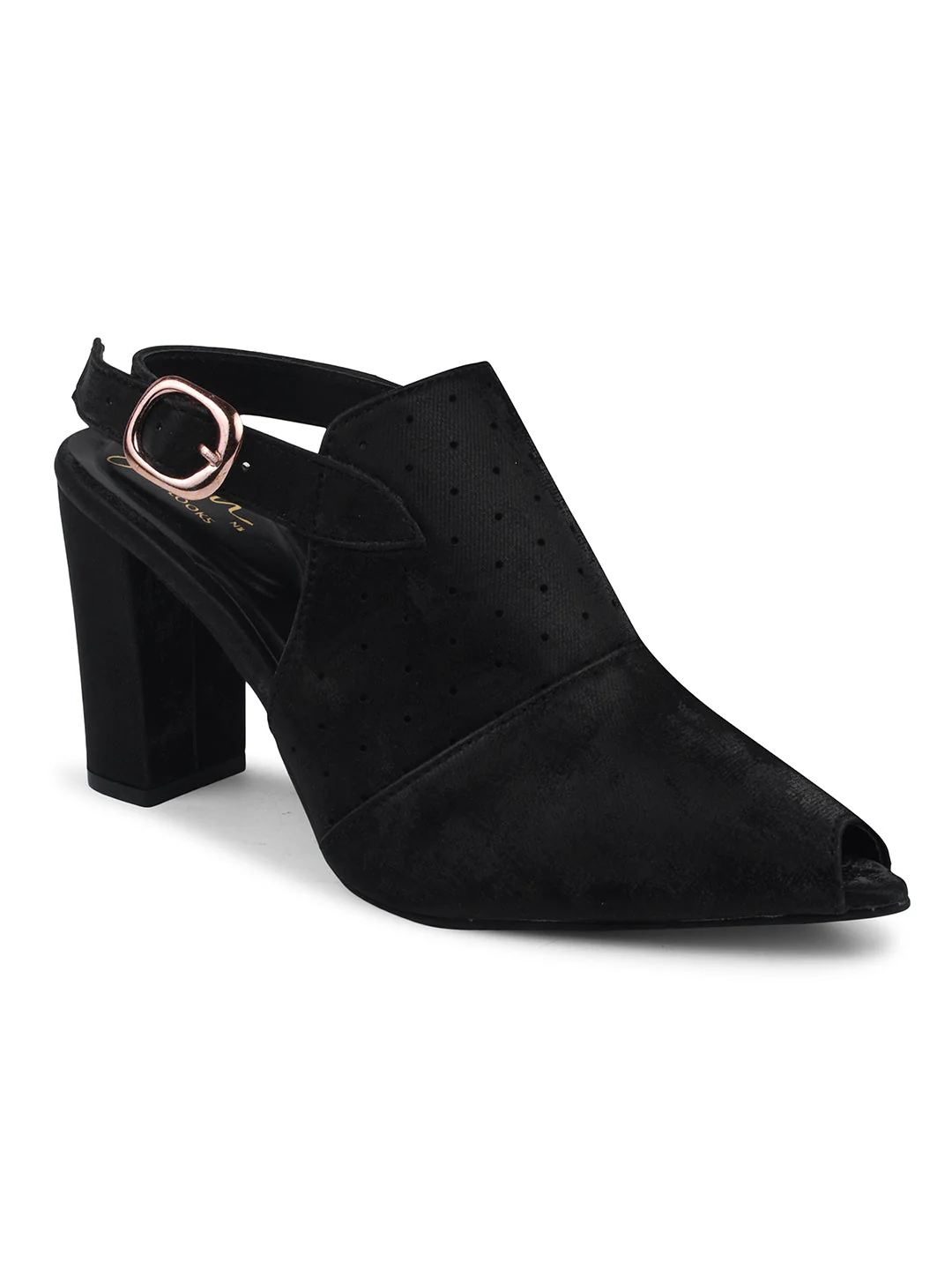 Block Heel Peep Toe Sandals for Women with Buckle Slingback - Image 12