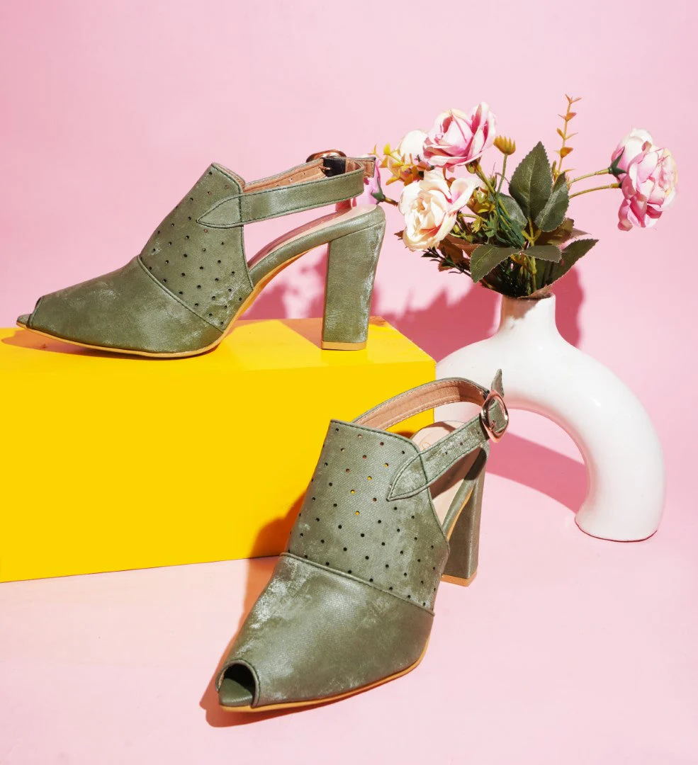 Block Heel Peep Toe Sandals for Women with Buckle Slingback - Image 13