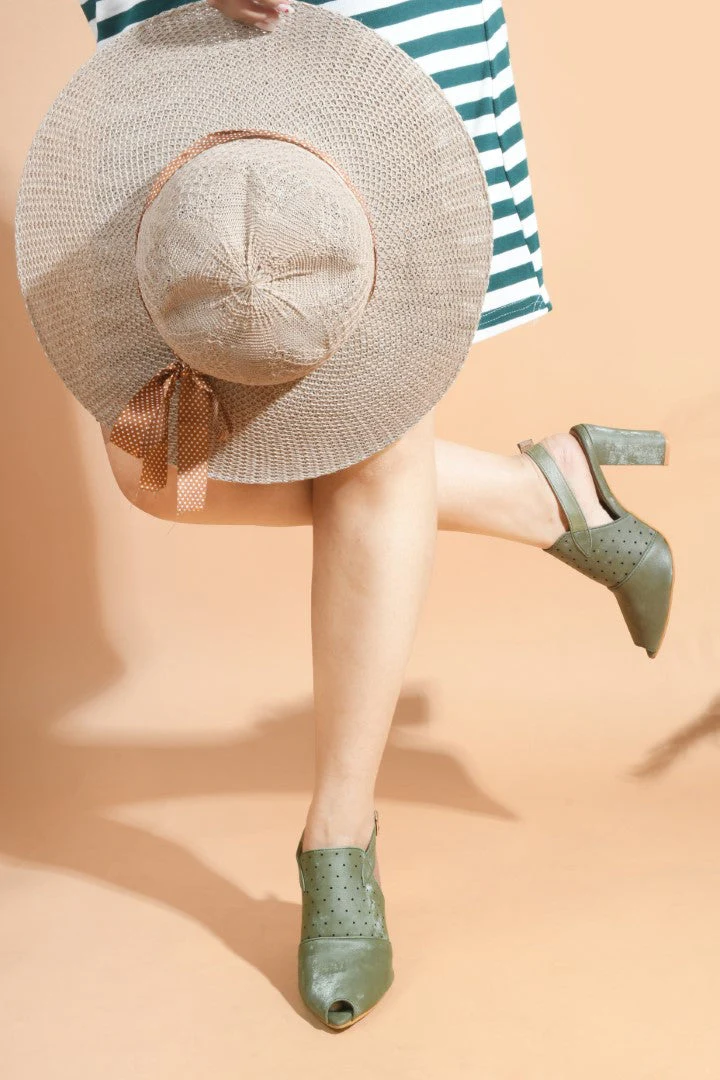 Block Heel Peep Toe Sandals for Women with Buckle Slingback - Image 14