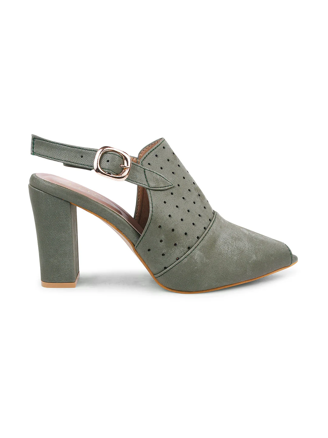 Block Heel Peep Toe Sandals for Women with Buckle Slingback - Image 17