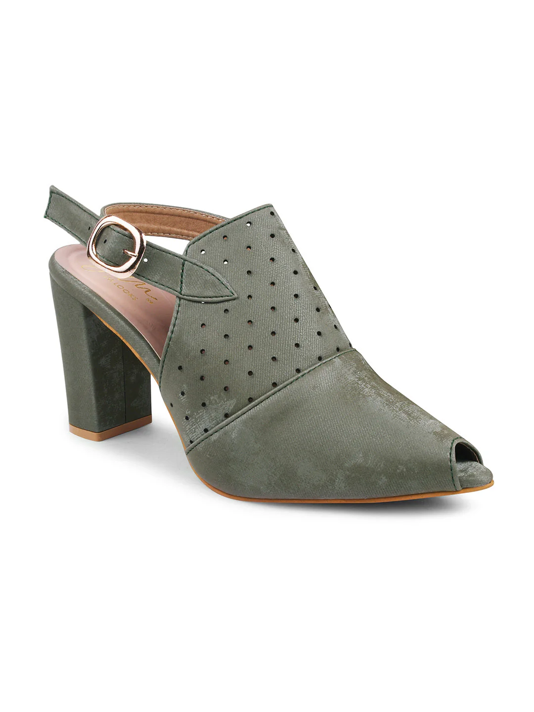 Block Heel Peep Toe Sandals for Women with Buckle Slingback - Image 18