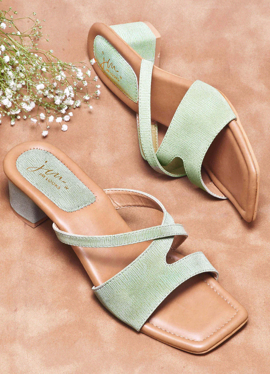JM Looks Block Heel Dual Strap Women Sandals
