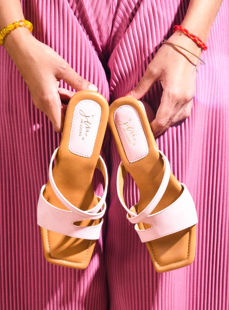 JM Looks Block Heel Dual Strap Women Sandals - Image 15