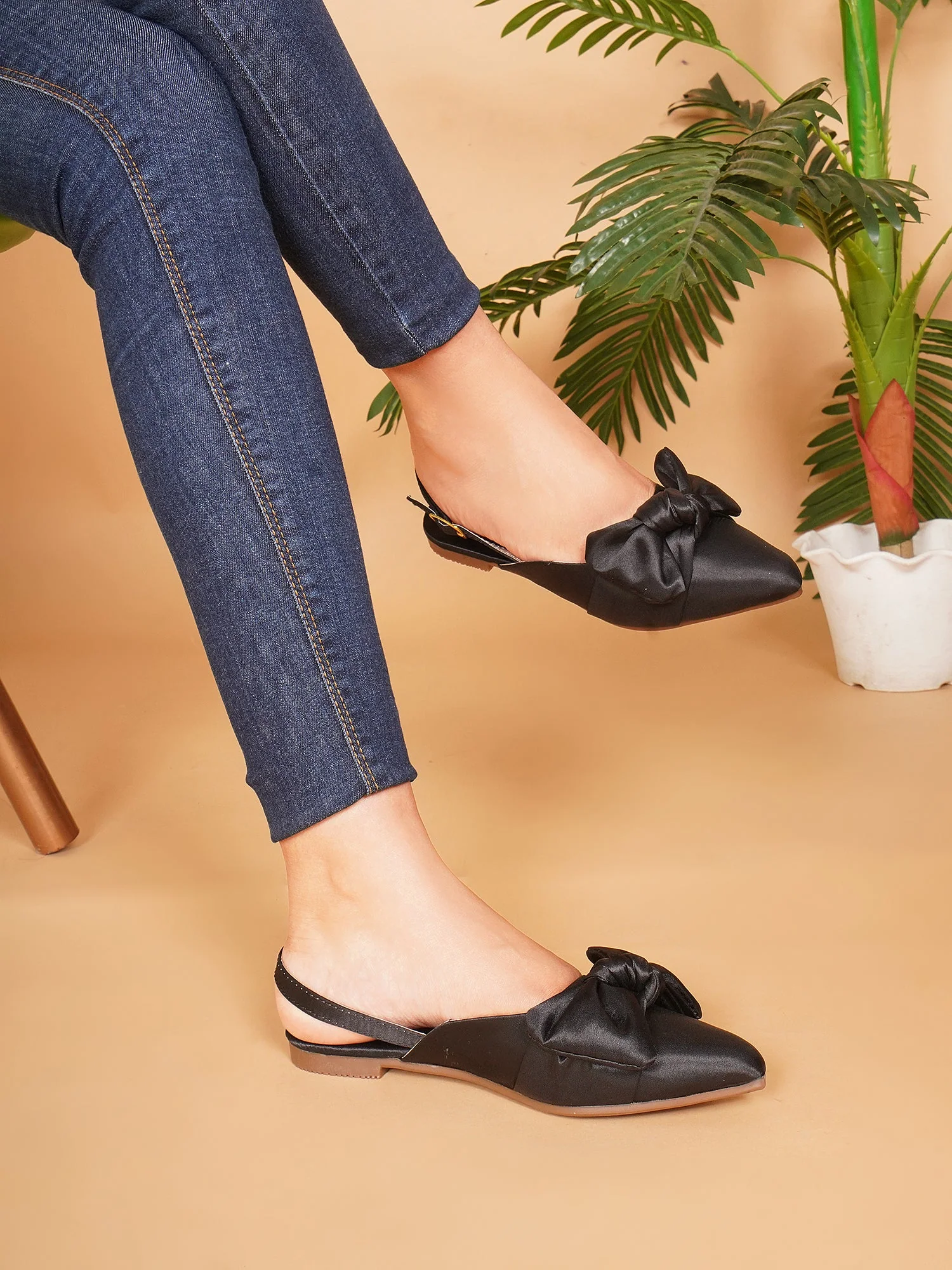 Jm Looks Bow Detail Slingback Flat for Women & Girls