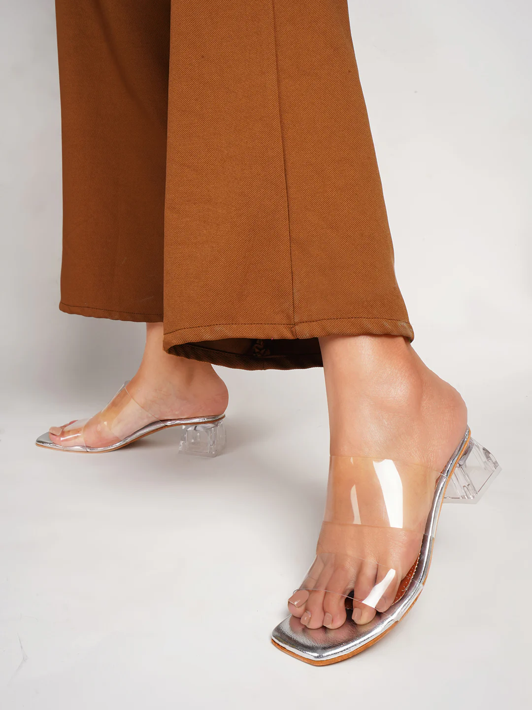 Clear Strap Block Heels for Women | Transparent Sandals with Clear Heel - Image 15