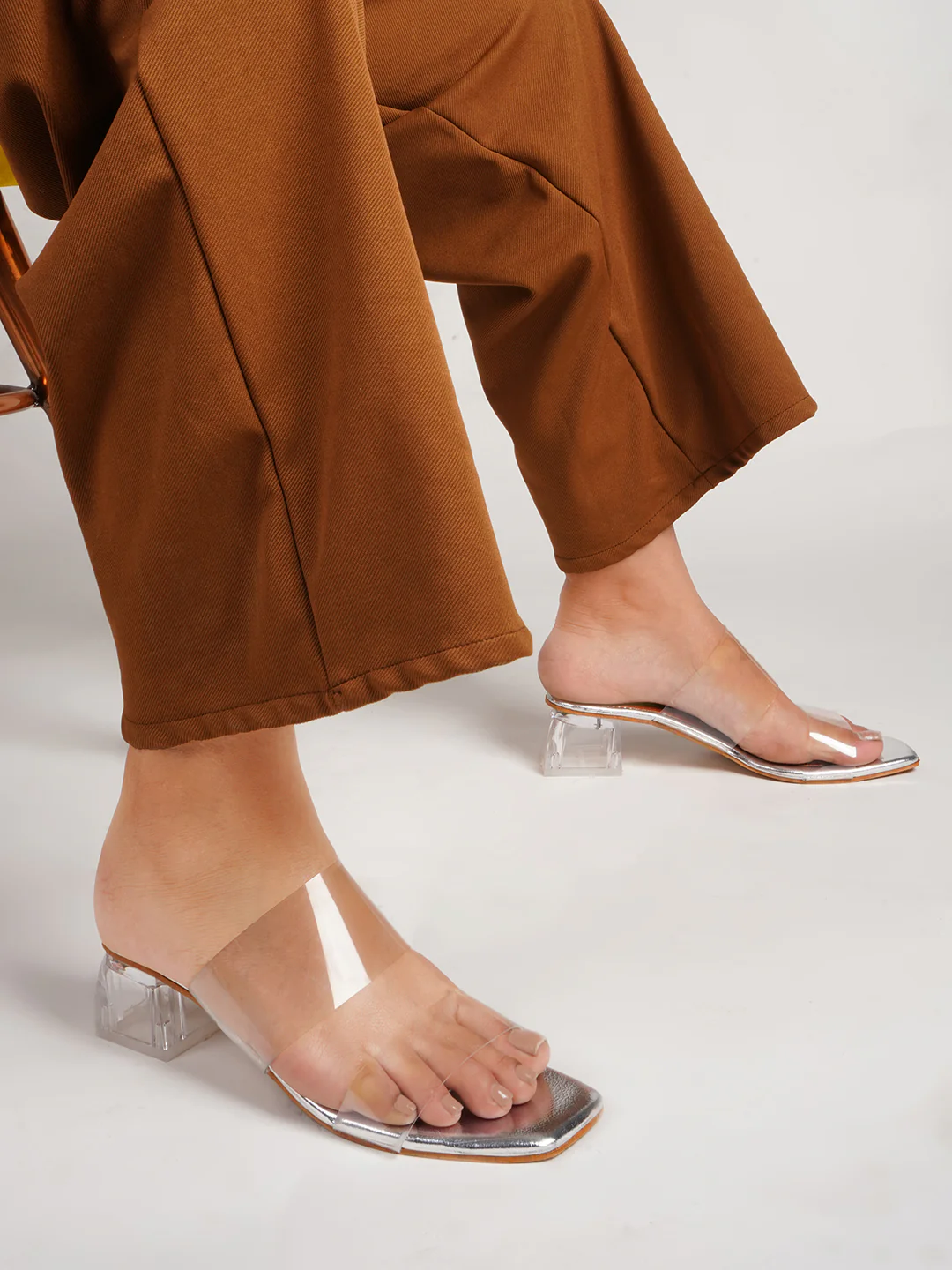 Clear Strap Block Heels for Women | Transparent Sandals with Clear Heel - Image 16