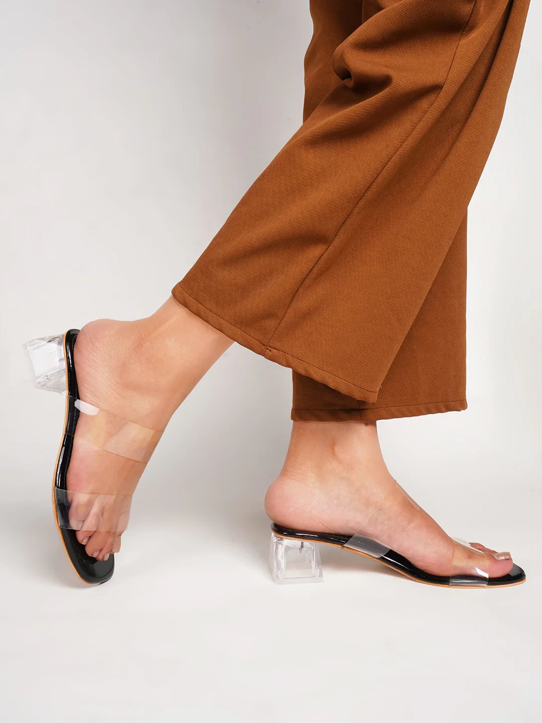 Clear Strap Block Heels for Women | Transparent Sandals with Clear Heel - Image 4