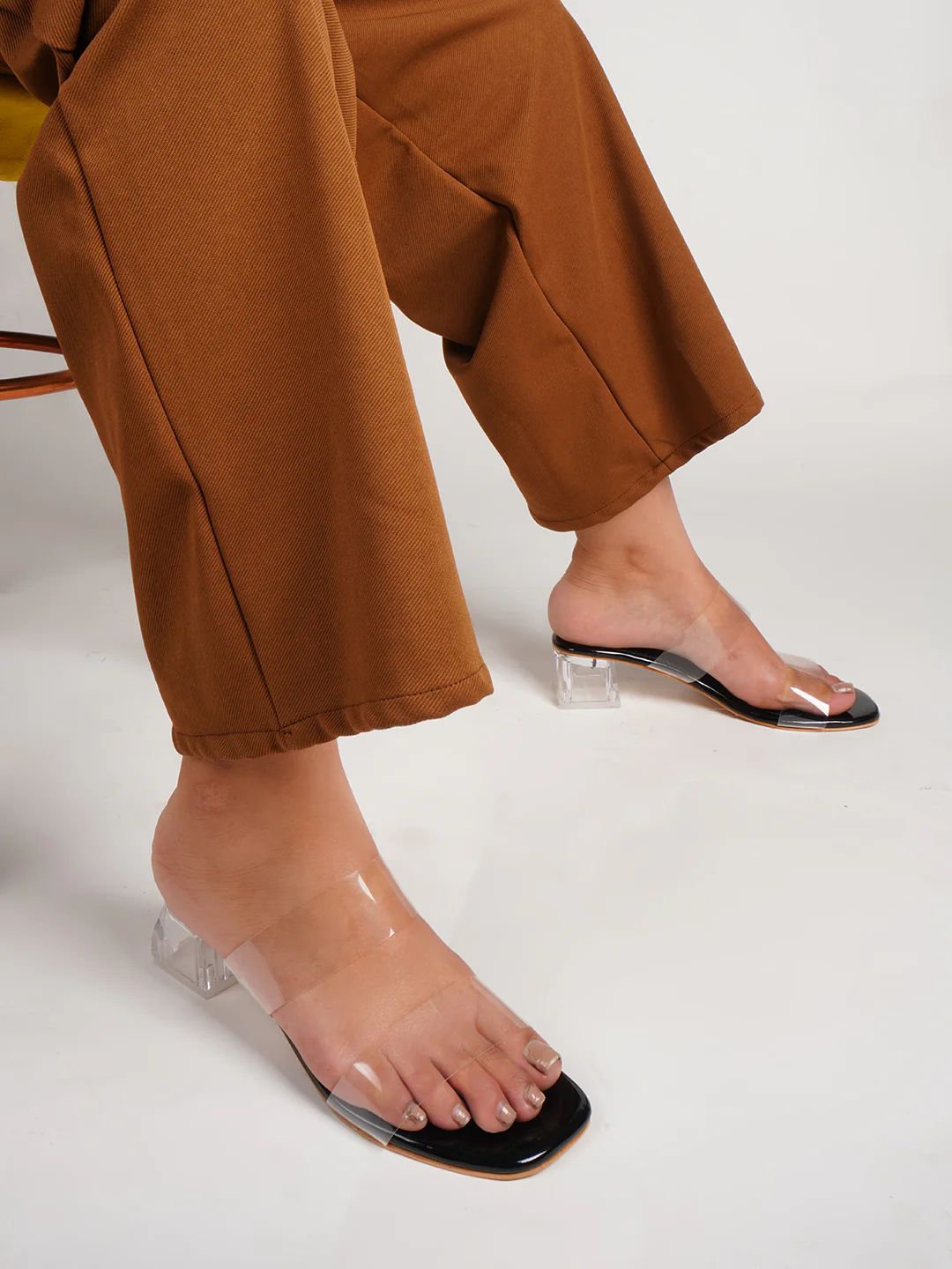 Clear Strap Block Heels for Women | Transparent Sandals with Clear Heel - Image 5