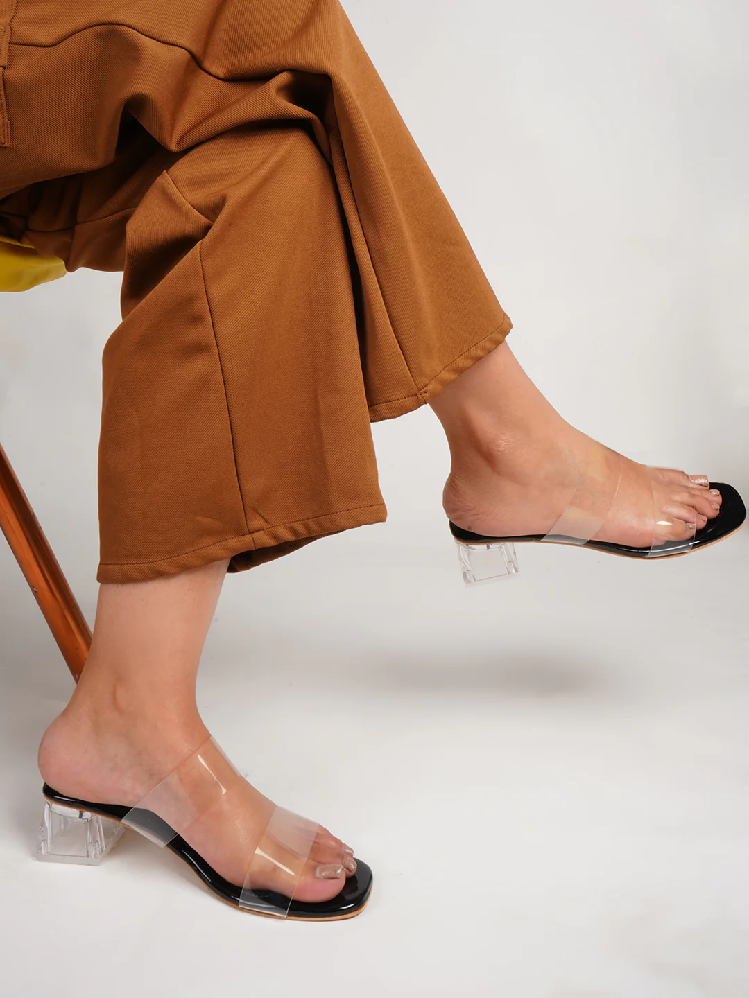 Clear Strap Block Heels for Women | Transparent Sandals with Clear Heel - Image 6