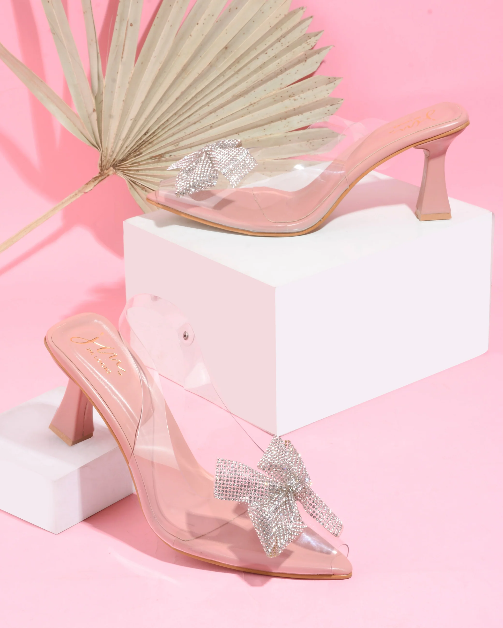 Transparent Heel Sandals for Women with Rhinestone Bow Slingback - Image 13