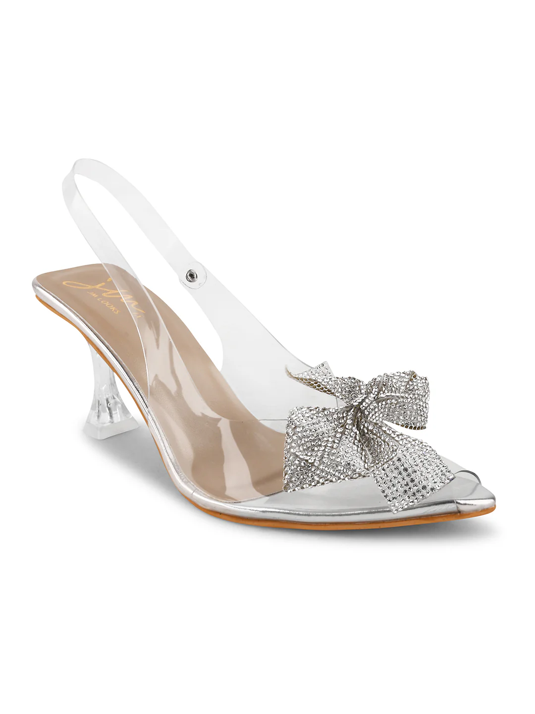 Transparent Heel Sandals for Women with Rhinestone Bow Slingback - Image 6