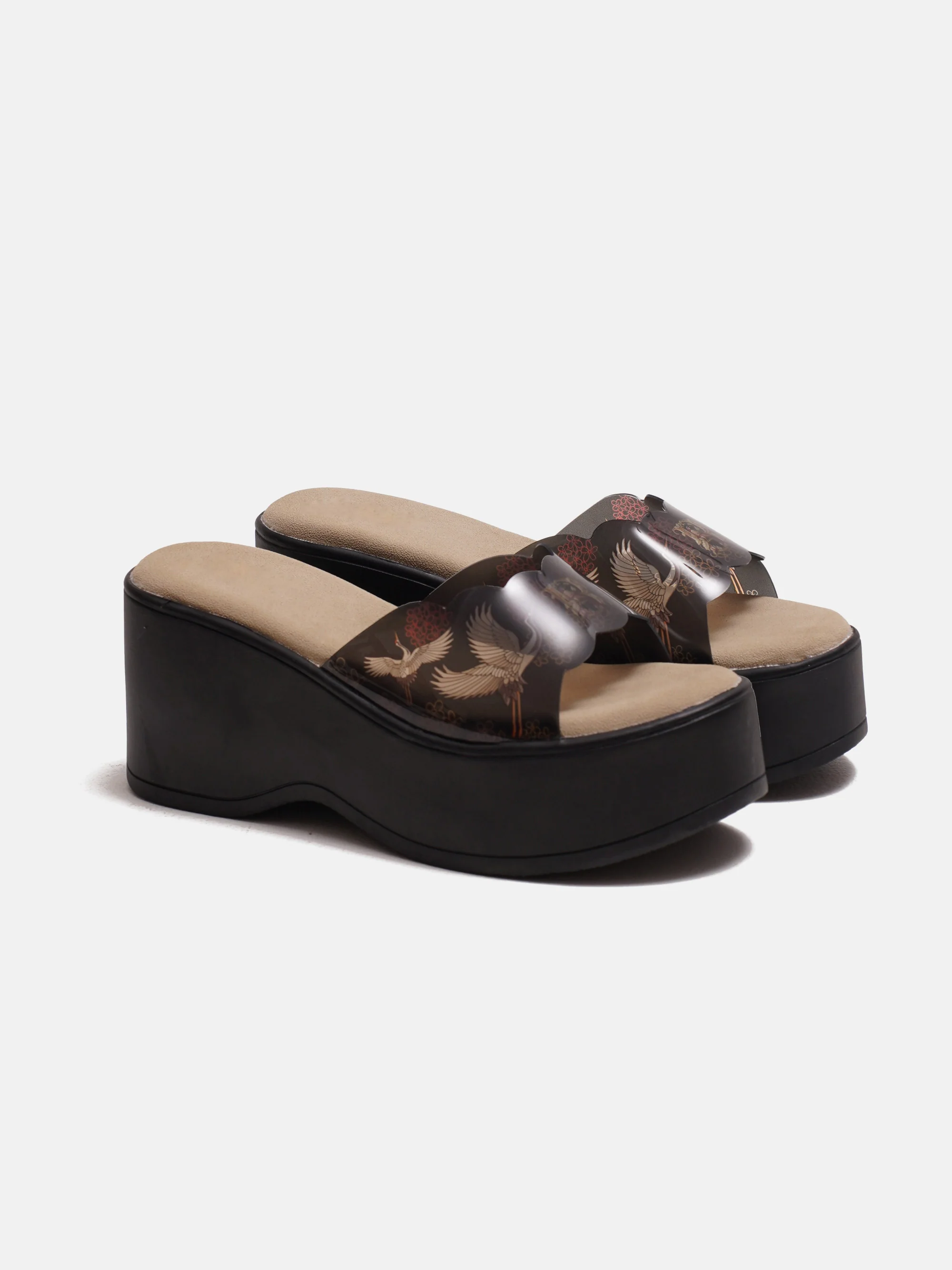 Transparent Strap Platform Wedge Slides - Image 14