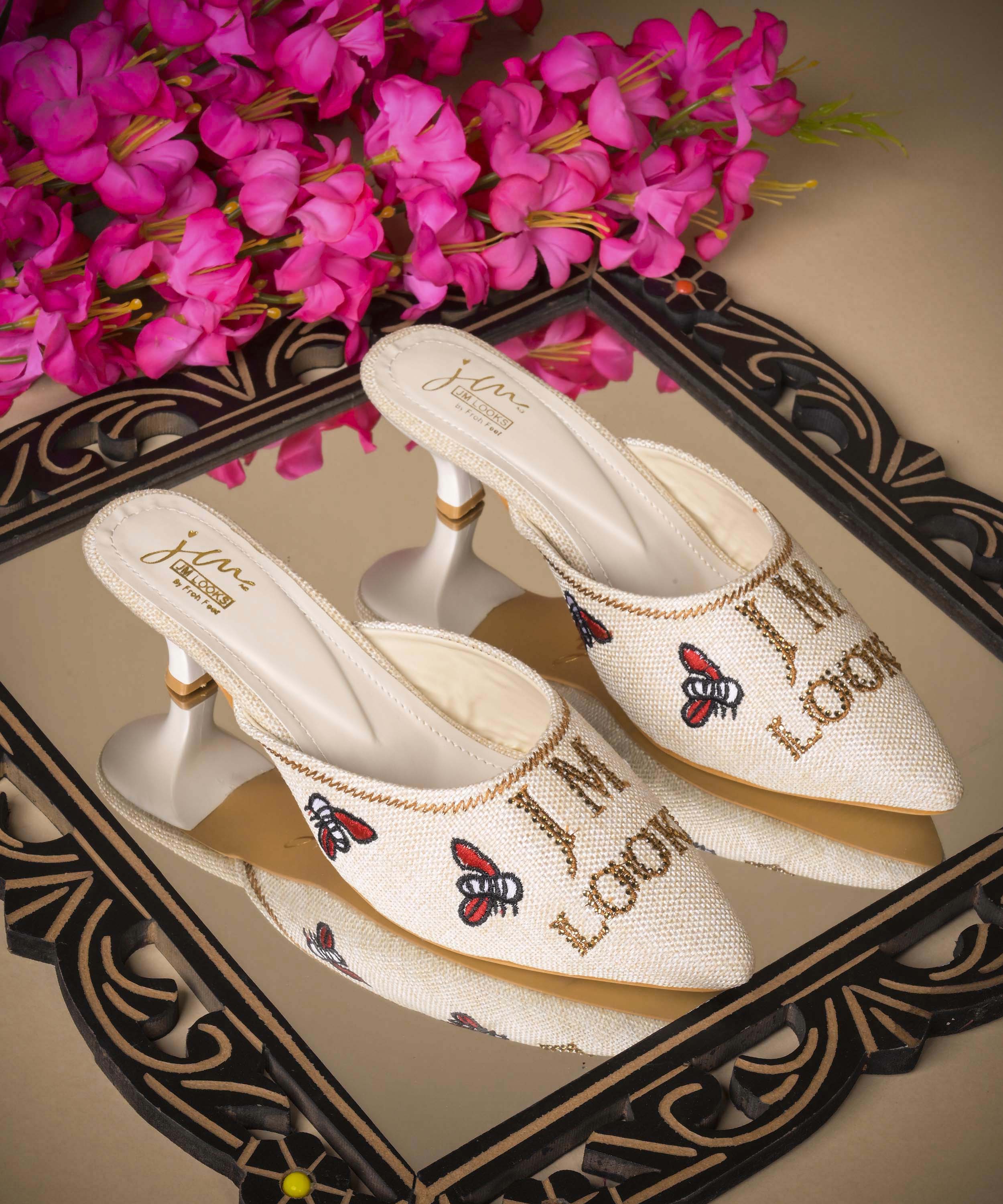 Trendy Embroidered JM LOOKS Mule Heels - Image 14