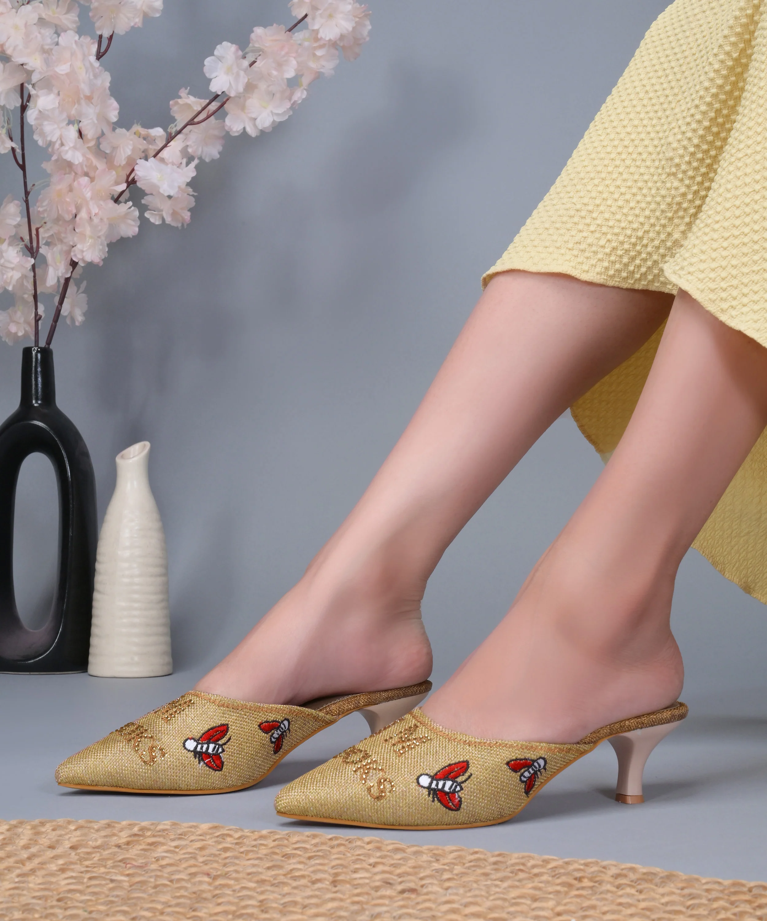 Trendy Embroidered JM LOOKS Mule Heels - Image 4