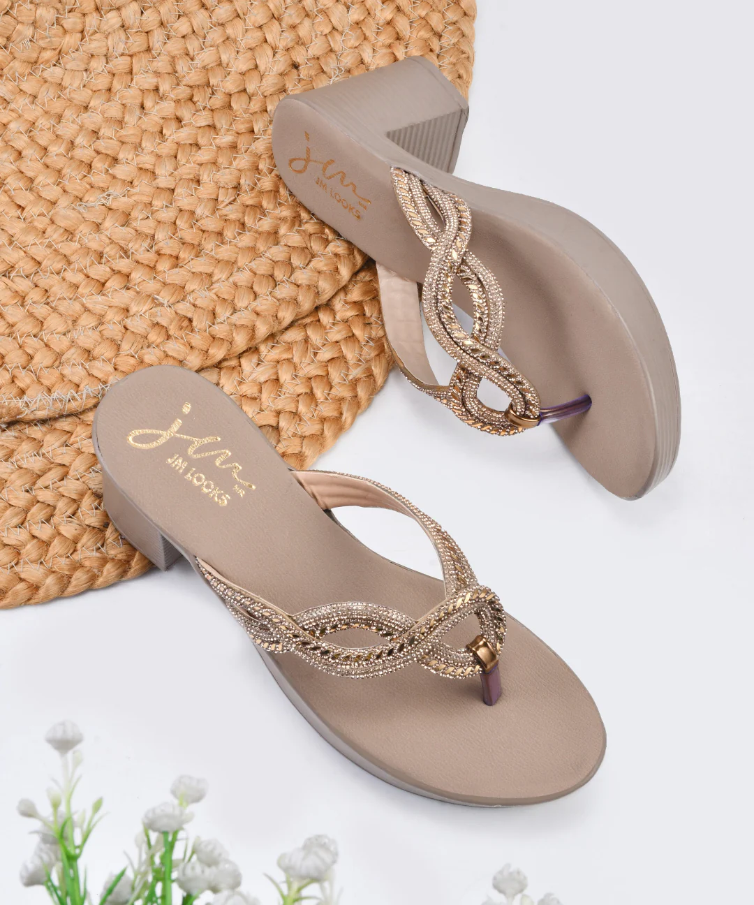Embellished Block Heel Thong Wedges Platform Sandals for Women Party Wear - Image 13
