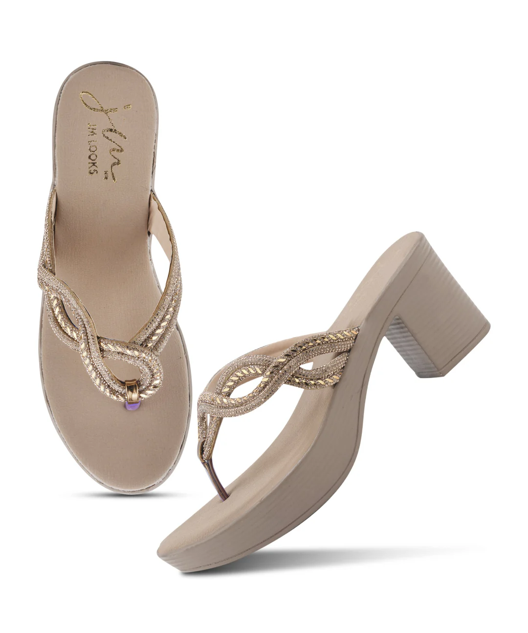 Embellished Block Heel Thong Wedges Platform Sandals for Women Party Wear - Image 17