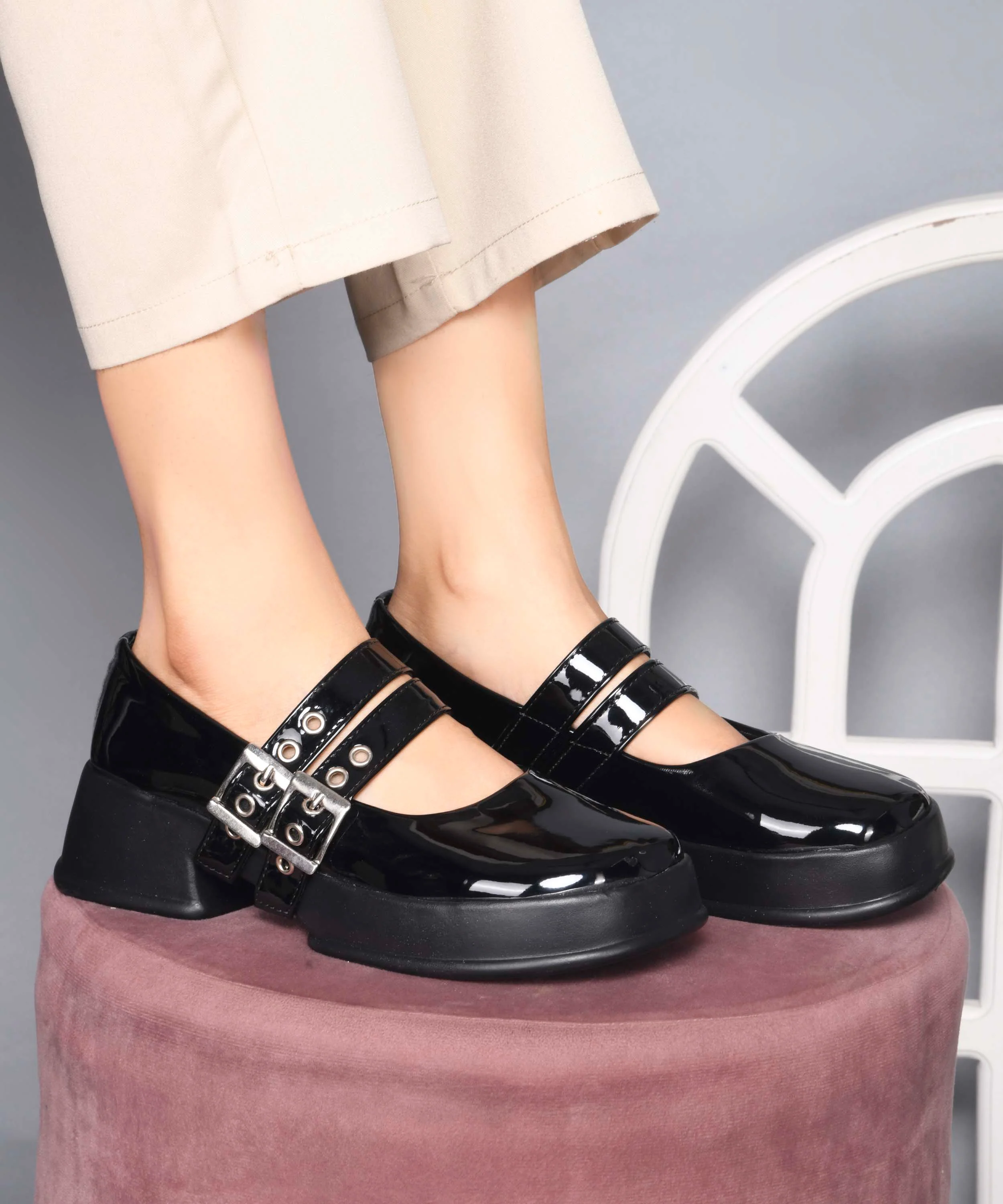 Jm Looks Urban Edge Double Buckle Chunky Heels - Image 3