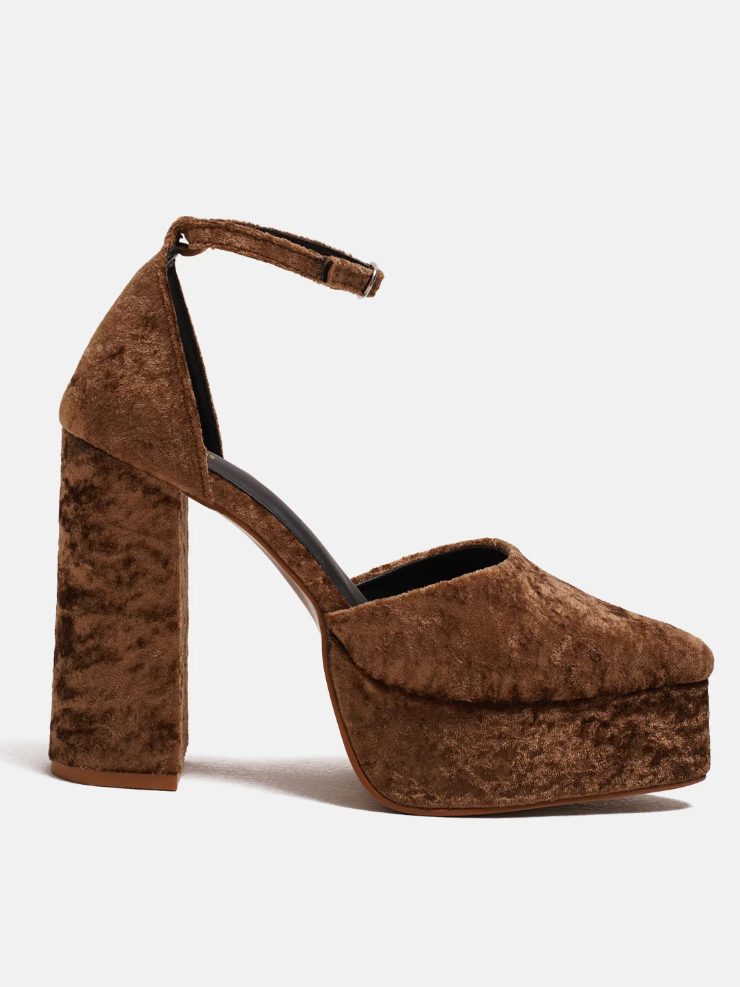 Women Pointed Toe Velvet Platform Block Heels with Ankle Strap - Image 15