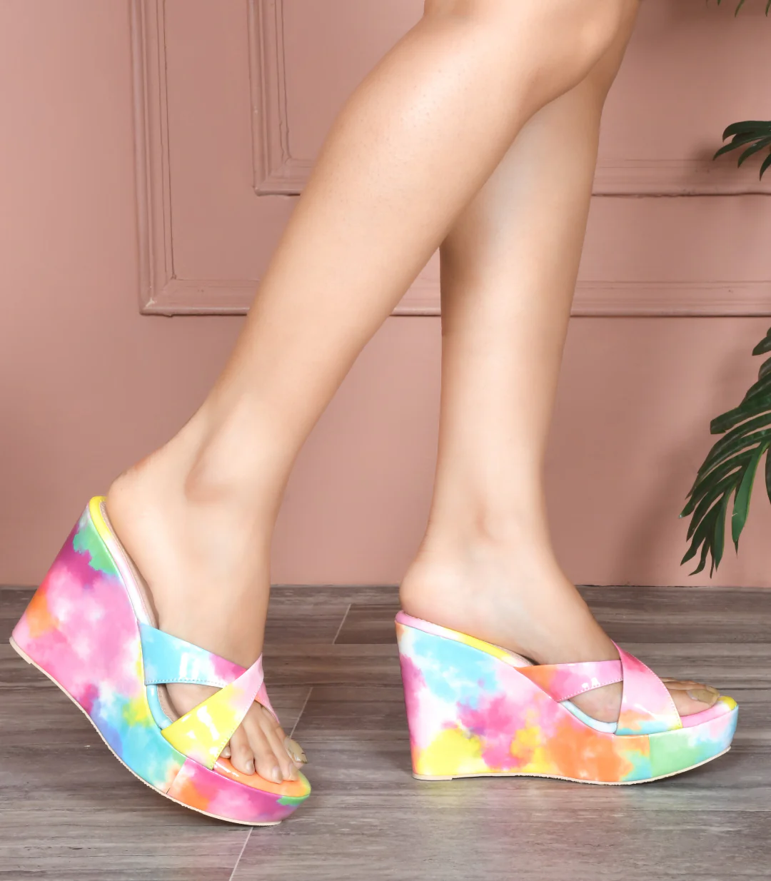 Artistic Print Platform Wedge Heels for Women Criss Cross Open Toe Sandals JM Looks - Image 14