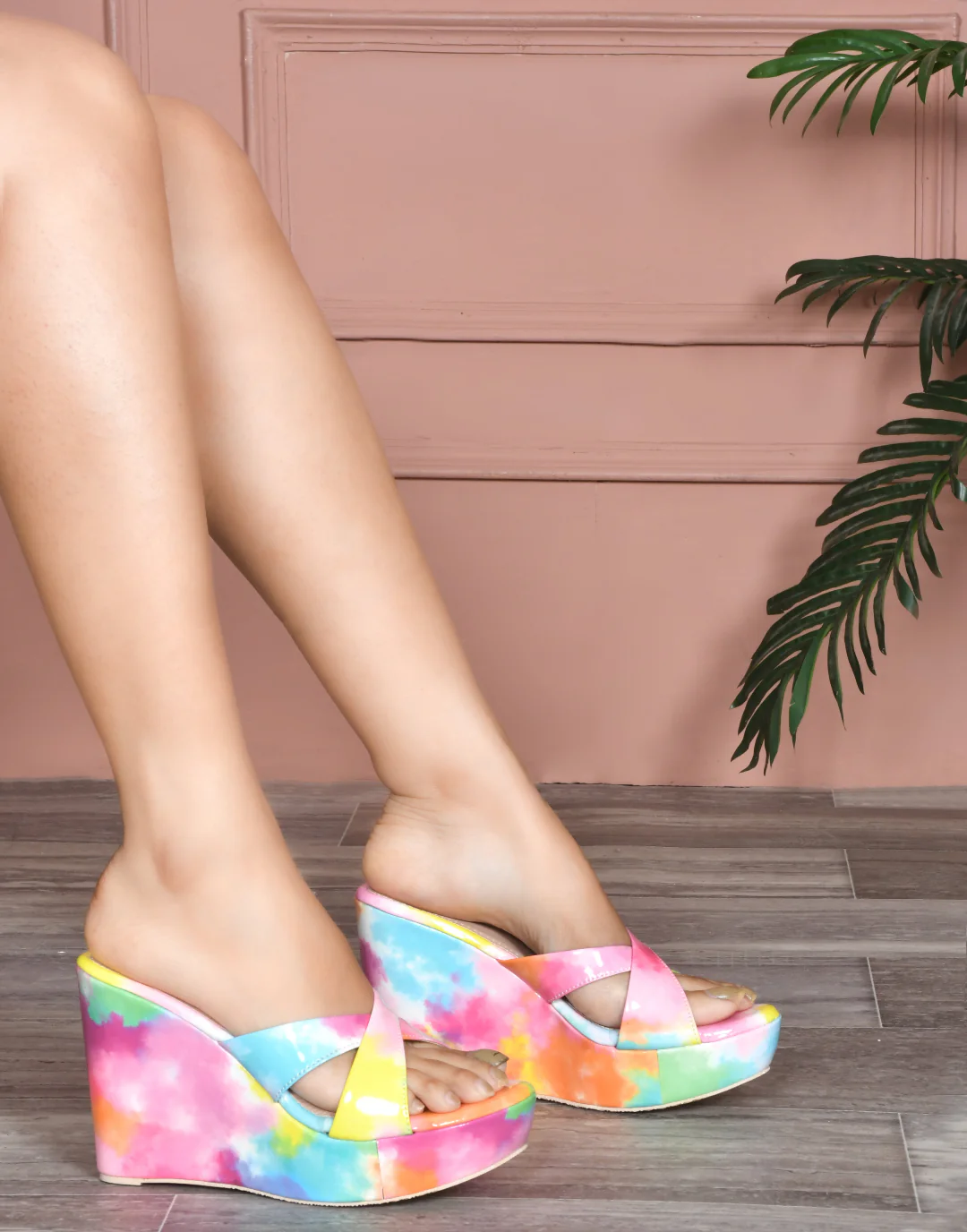 Artistic Print Platform Wedge Heels for Women Criss Cross Open Toe Sandals JM Looks - Image 16