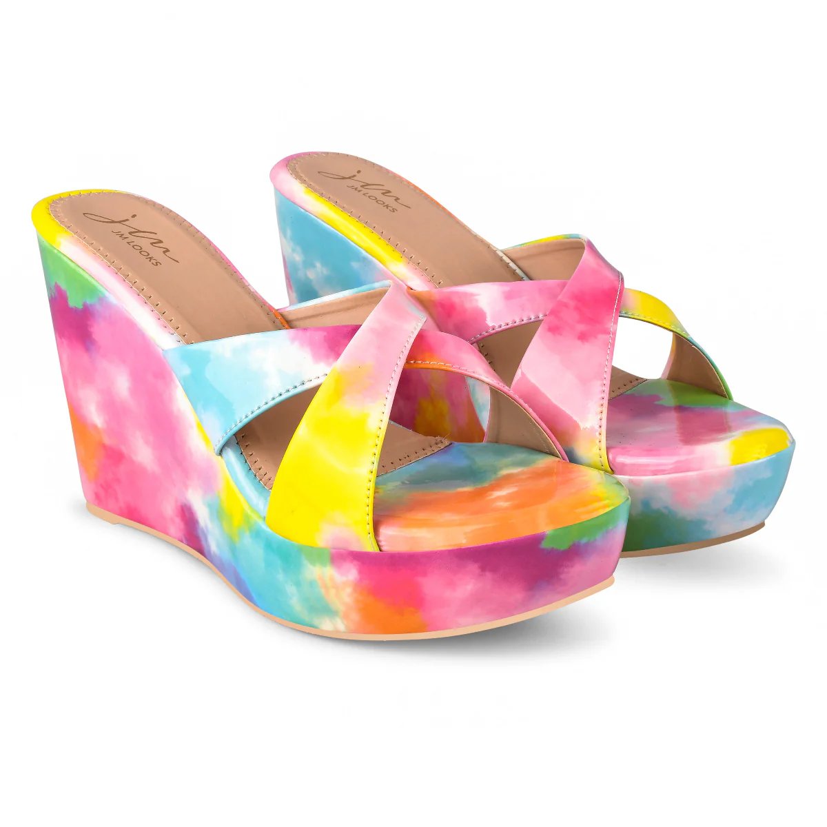 Artistic Print Platform Wedge Heels for Women Criss Cross Open Toe Sandals JM Looks - Image 17