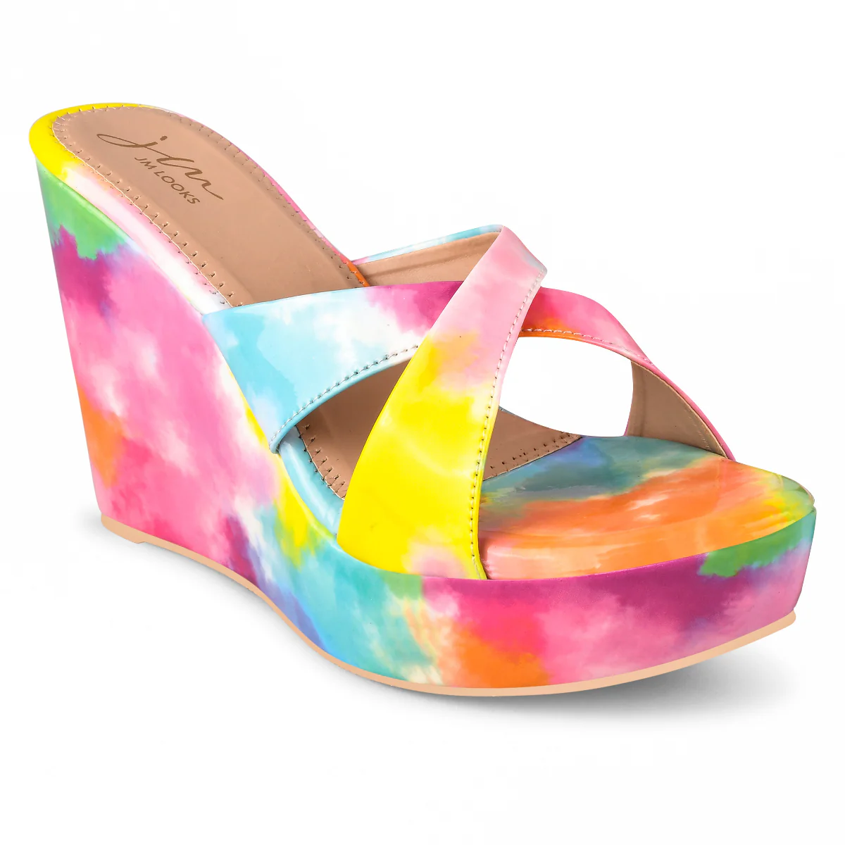 Artistic Print Platform Wedge Heels for Women Criss Cross Open Toe Sandals JM Looks - Image 18